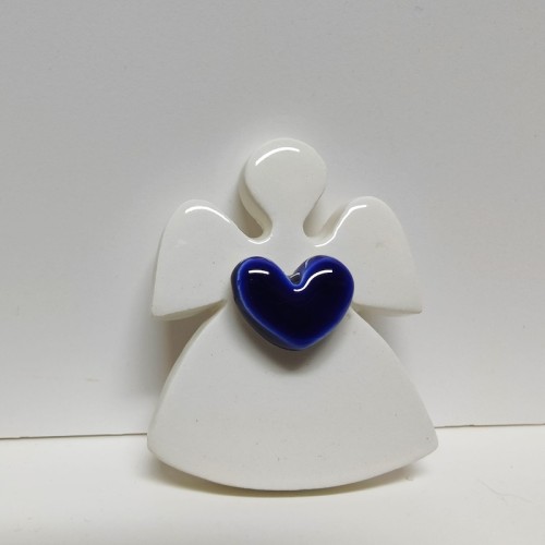 CALAMITA ANGIOLETTO IN CERAMICA CUORE BLU 5CM