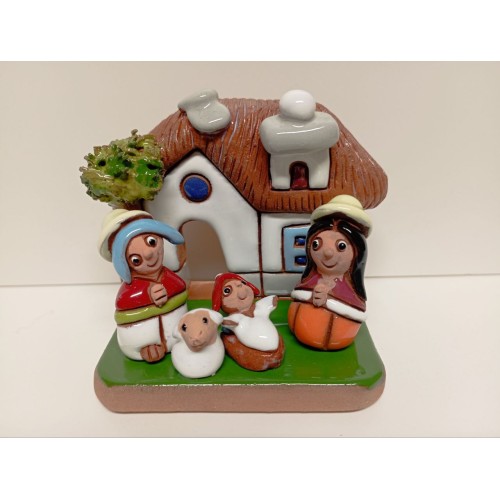 PRESEPE CASETTA CON ALBERO CERAMICA